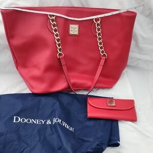 Dooney & Bourke Red Tote and Wallet Combo